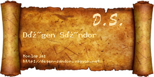 Dégen Sándor névjegykártya